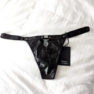 Thistle And Spire Chambers Faux Leather Snakeskin Embossed Keyhole Cutout Thong